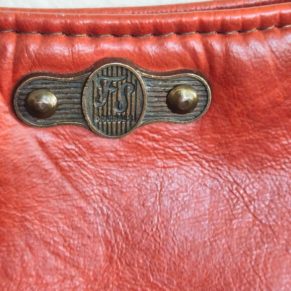 VINTAGE COGNAC AND CHOCOLATE PURSE 1970S REAL LEATHER 1970S BOHO STYLE - Picture 3 of 5